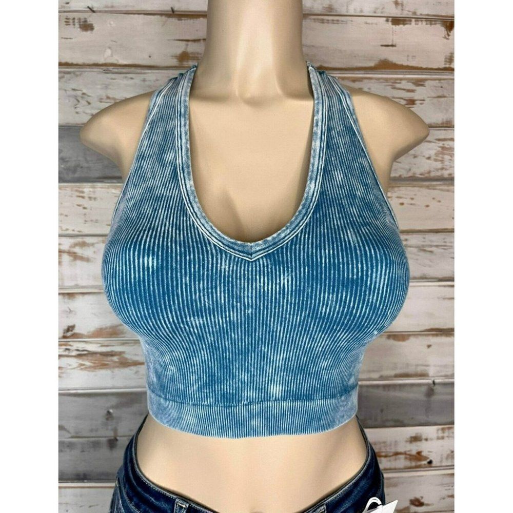 Zenana Not Your Basic Racerback Cropped Tank Top in Teal NTW-6128X